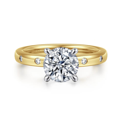 14K White-Yellow Gold Round Diamond Engagement Ring