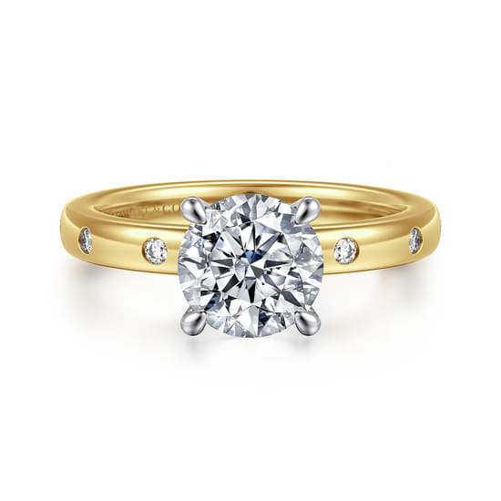 14K White-Yellow Gold Round Diamond Engagement Ring
