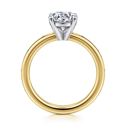 14K White-Yellow Gold Round Diamond Engagement Ring