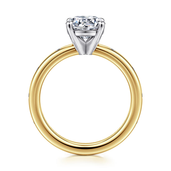 14K White-Yellow Gold Round Diamond Engagement Ring angle 2