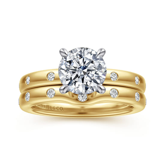 14K White-Yellow Gold Round Diamond Engagement Ring angle 4