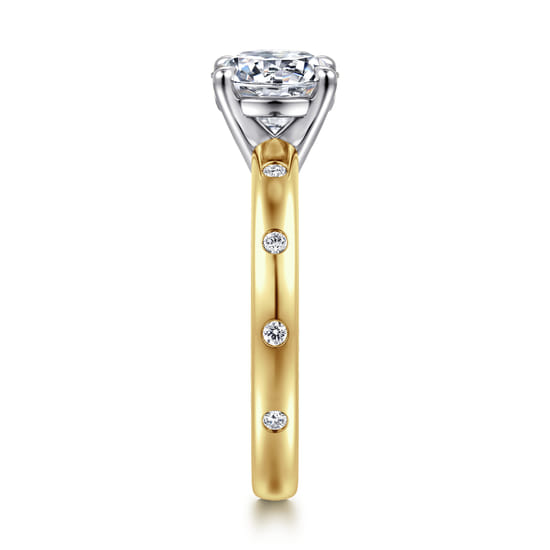 14K White-Yellow Gold Round Diamond Engagement Ring angle 5