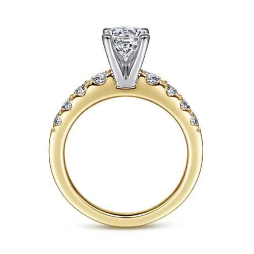 14K White-Yellow Gold Round Diamond Engagement Ring