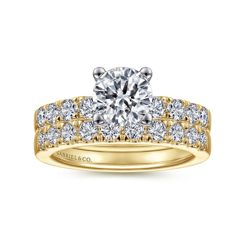 14K White-Yellow Gold Round Diamond Engagement Ring