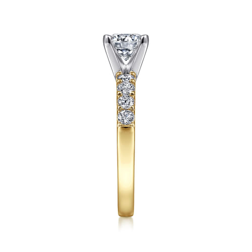 14K White-Yellow Gold Round Diamond Engagement Ring