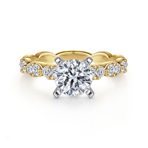 14K White-Yellow Gold Round Diamond Engagement Ring