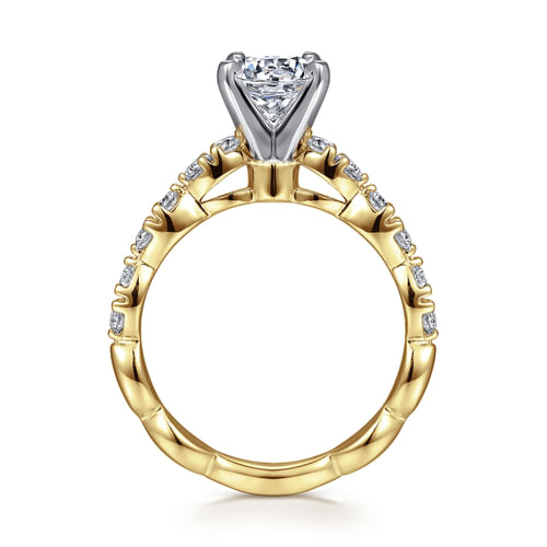 14K White-Yellow Gold Round Diamond Engagement Ring