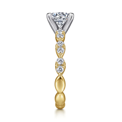 14K White-Yellow Gold Round Diamond Engagement Ring