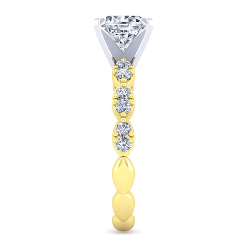 14K White-Yellow Gold Round Diamond Engagement Ring