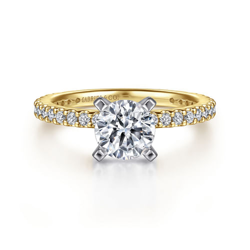 14K White-Yellow Gold Round Diamond Engagement Ring