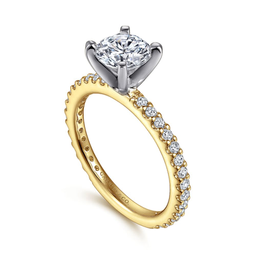 14K White-Yellow Gold Round Diamond Engagement Ring
