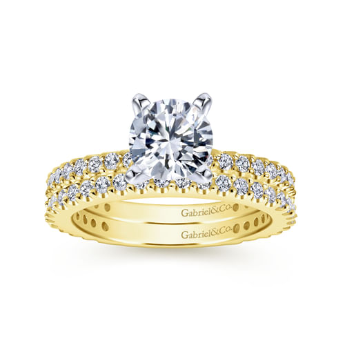 14K White-Yellow Gold Round Diamond Engagement Ring