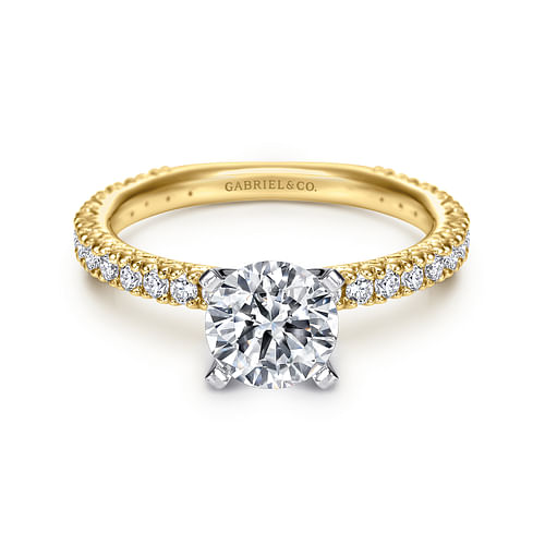 14K White-Yellow Gold Round Diamond Engagement Ring