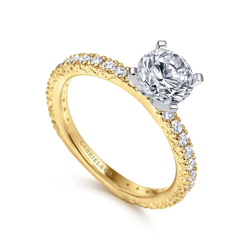 14K White-Yellow Gold Round Diamond Engagement Ring