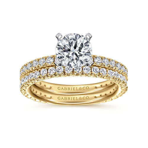 14K White-Yellow Gold Round Diamond Engagement Ring