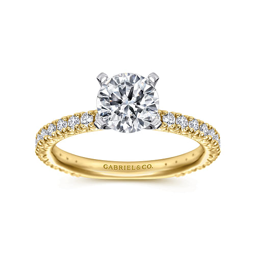 14K White-Yellow Gold Round Diamond Engagement Ring