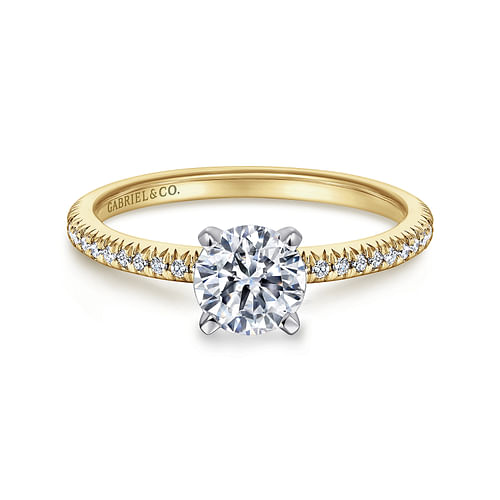 14K White-Yellow Gold Round Diamond Engagement Ring