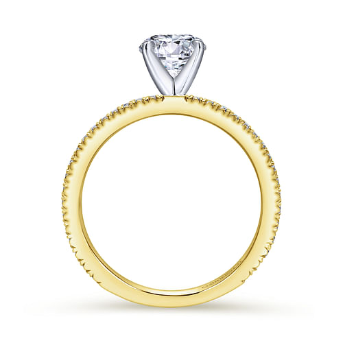 14K White-Yellow Gold Round Diamond Engagement Ring