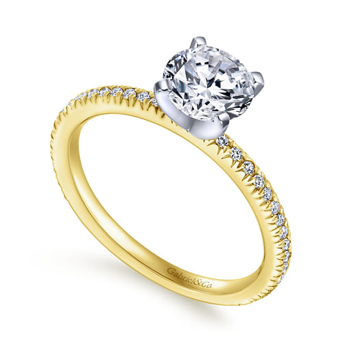 14K White-Yellow Gold Round Diamond Engagement Ring