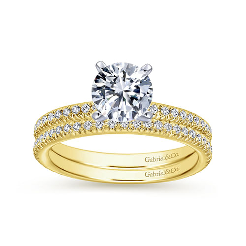 14K White-Yellow Gold Round Diamond Engagement Ring