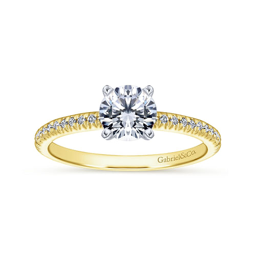 14K White-Yellow Gold Round Diamond Engagement Ring