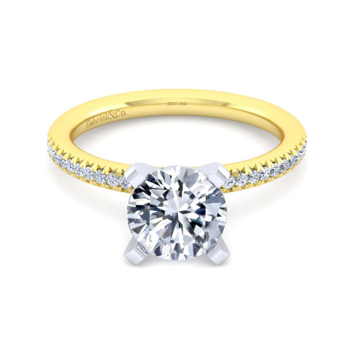 14K White-Yellow Gold Round Diamond Engagement Ring
