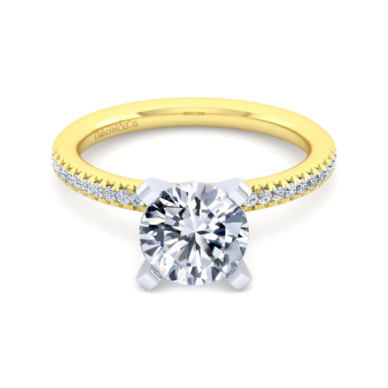 Gabriel - 14K White-Yellow Gold Round Diamond Engagement Ring
