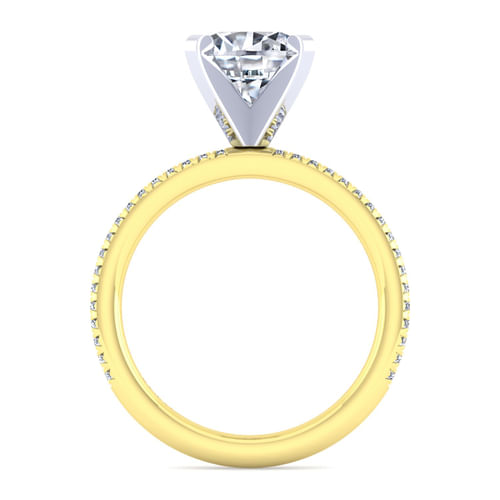 14K White-Yellow Gold Round Diamond Engagement Ring