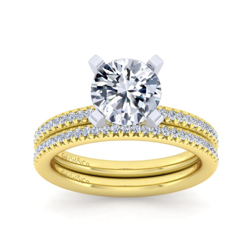 14K White-Yellow Gold Round Diamond Engagement Ring