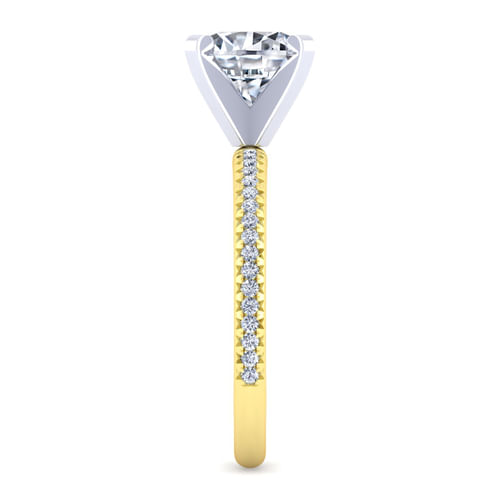 14K White-Yellow Gold Round Diamond Engagement Ring