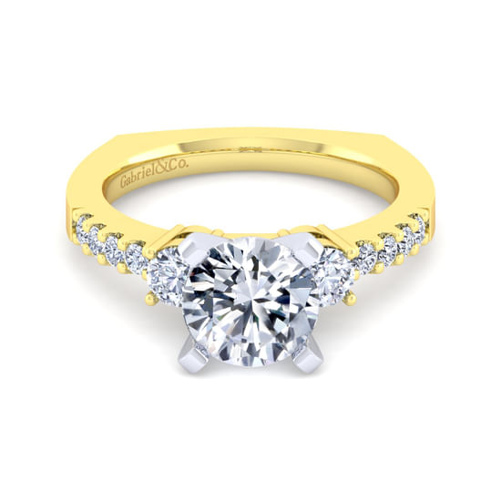 Gabriel - 14K White-Yellow Gold Round Diamond Engagement Ring