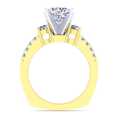 14K White-Yellow Gold Round Diamond Engagement Ring