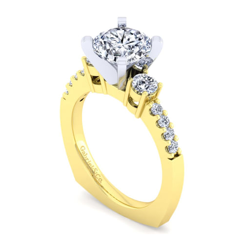 14K White-Yellow Gold Round Diamond Engagement Ring