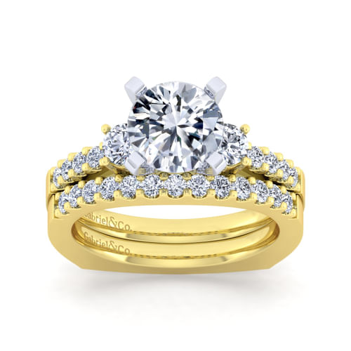 14K White-Yellow Gold Round Diamond Engagement Ring