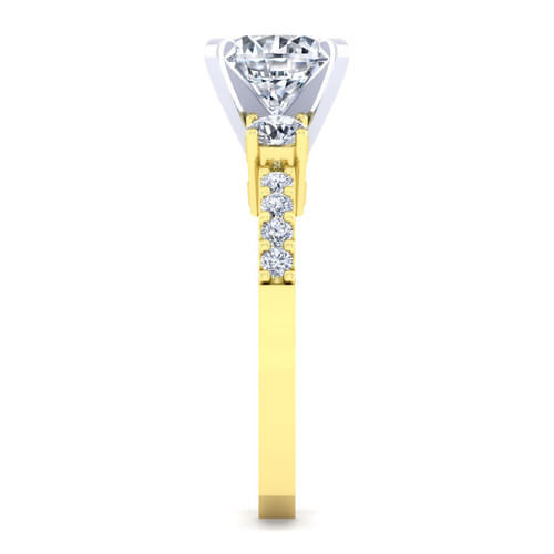 14K White-Yellow Gold Round Diamond Engagement Ring