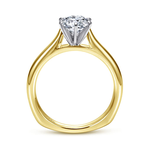 14K White-Yellow Gold Round Diamond Engagement Ring