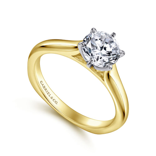 14K White-Yellow Gold Round Diamond Engagement Ring