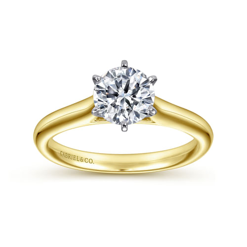 14K White-Yellow Gold Round Diamond Engagement Ring