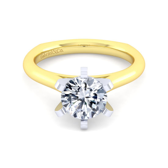Gabriel - 14K White-Yellow Gold Round Diamond Engagement Ring