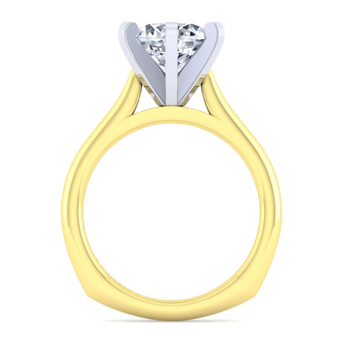 14K White-Yellow Gold Round Diamond Engagement Ring