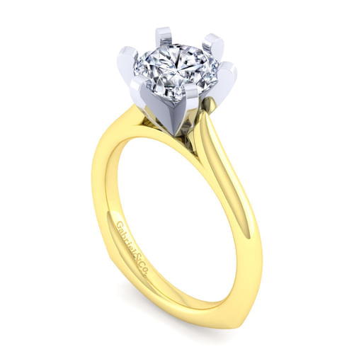 14K White-Yellow Gold Round Diamond Engagement Ring