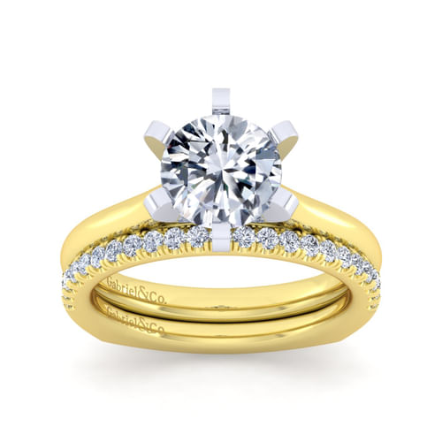 14K White-Yellow Gold Round Diamond Engagement Ring