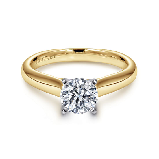 Gabriel - 14K White-Yellow Gold Round Diamond Engagement Ring