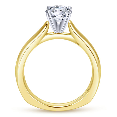 14K White-Yellow Gold Round Diamond Engagement Ring