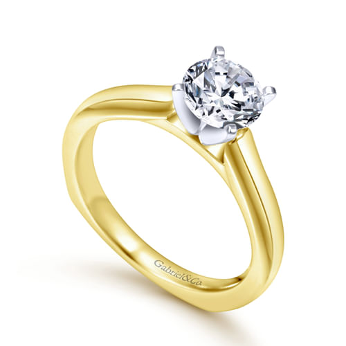 14K White-Yellow Gold Round Diamond Engagement Ring