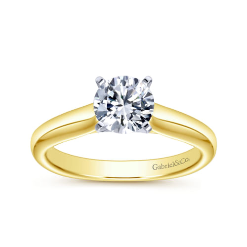 14K White-Yellow Gold Round Diamond Engagement Ring