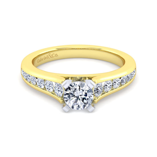 Gabriel - 14K White-Yellow Gold Round Diamond Engagement Ring
