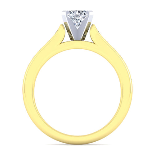 14K White-Yellow Gold Round Diamond Engagement Ring