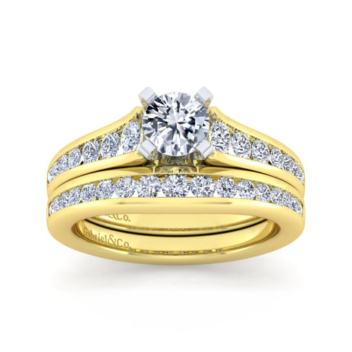 14K White-Yellow Gold Round Diamond Engagement Ring