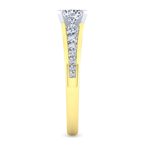 14K White-Yellow Gold Round Diamond Engagement Ring